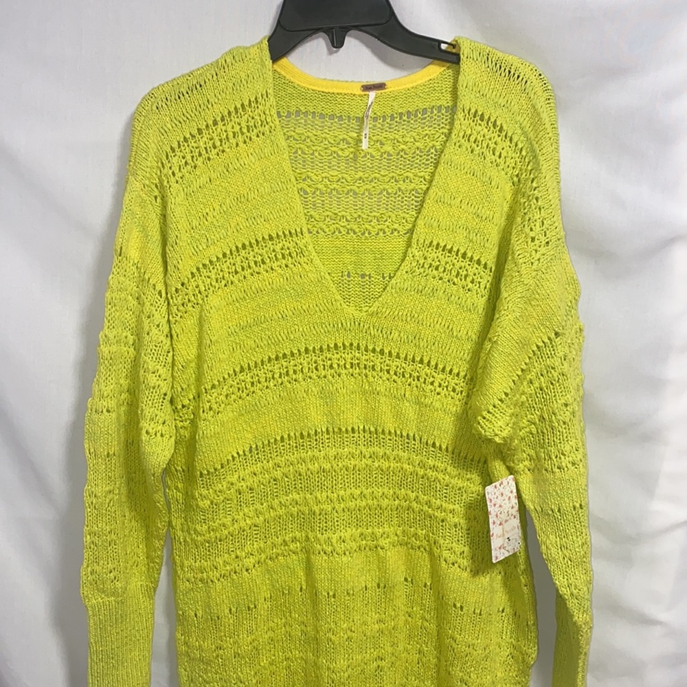 Free People Hot Tropics Pullover Sweater Limelight Combo M - Picture 5 of 12